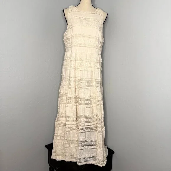 Torrid Ivory Lace High Neck Sleeveless Lined Tiered Dress Size 18 - Picture 2 of 13